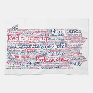 Pennsylvania USA Slang Ord Art Karta Kitchen Towel Kökshandduk