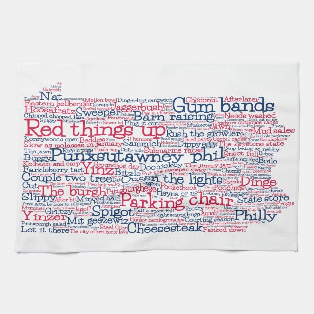 Pennsylvania USA Slang Ord Art Karta Kitchen Towel Kökshandduk (Horisontell)