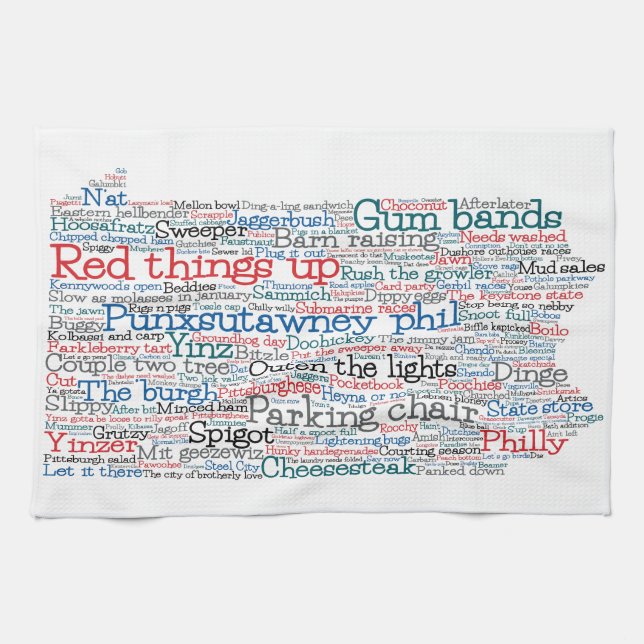 Pennsylvania USA Slang Ord Art Karta Kökshandduk (Horisontell)