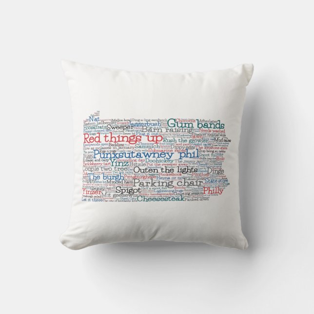 Pennsylvania USA Slang Ord Art Karta Kudde (Framsida)