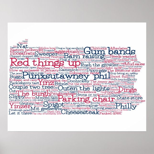 Pennsylvania USA Slang Ord Art Karta Poster (Framsidan)