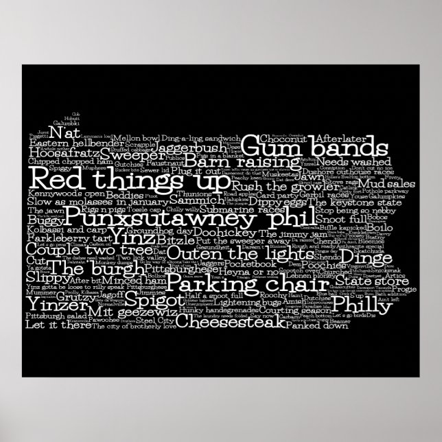 Pennsylvania USA Slang Ord Art Karta Poster (Framsidan)