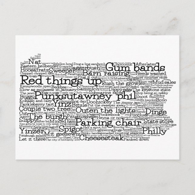 Pennsylvania USA Slang Ord Art Karta vykort (Framsida)