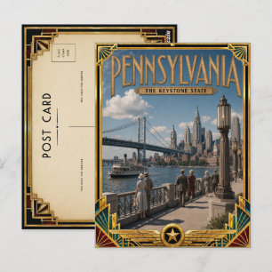 Pennsylvania Vintage Art Deco Golden Age Vykort