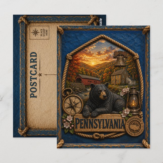 Pennsylvania Vintage Resa Vykort (Fram/baksida)