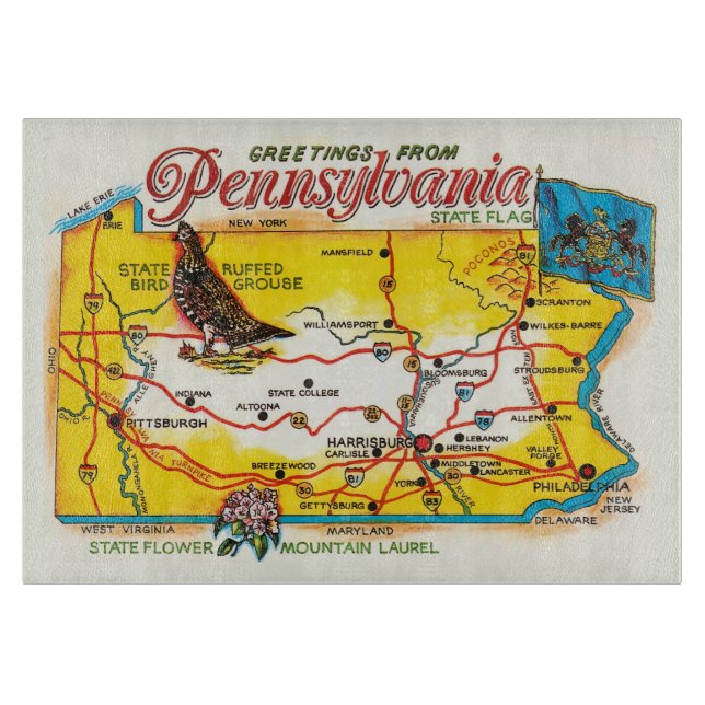 Pennsylvania vykortskarta (Framsidan)