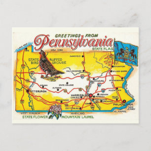Pennsylvania vykortskarta vykort