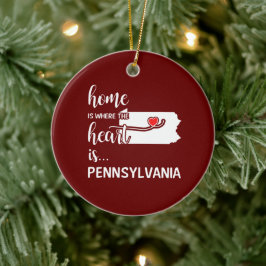 Pennsylvanias hem är där hjärtat finns julgransprydnad keramik