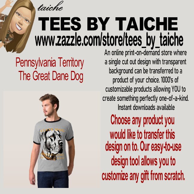 Pennsylvanias territorium Great dane Hund T Shirt (Skapare uppladdad)