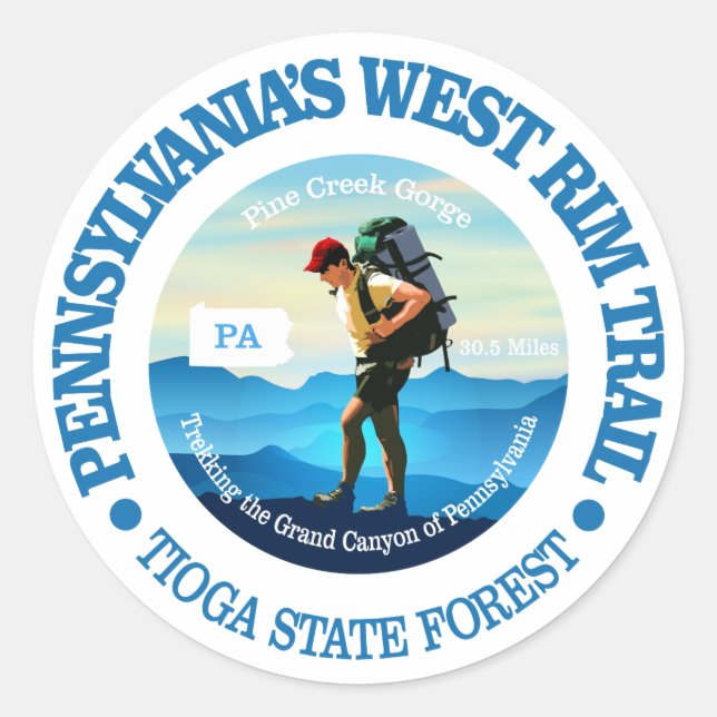 Pennsylvanias Väster Rim Trail Runt Klistermärke (Framsida)