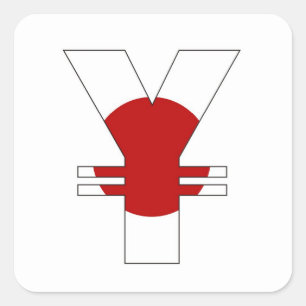 Pennvalutasympentecken för japansk flagga fyrkantigt klistermärke