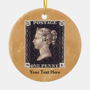 Penny Black Postage Frimärke Julgransprydnad Keramik