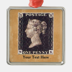 Penny Black Postage Frimärke Julgransprydnad Metall
