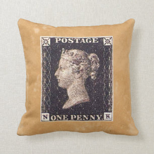 Penny Black Postage Frimärke Kudde