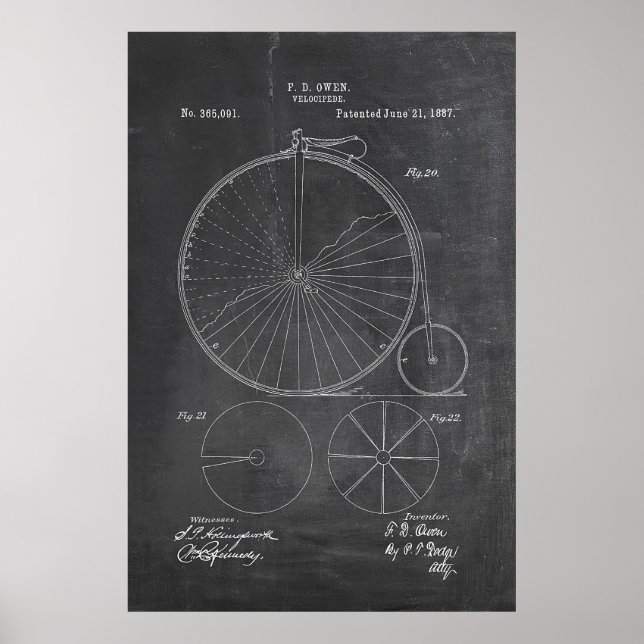 Penny Farthing Bicycle Blueprint Poster (Framsidan)