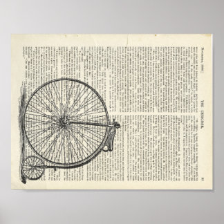 Penny Farthing Bok Page Art Poster