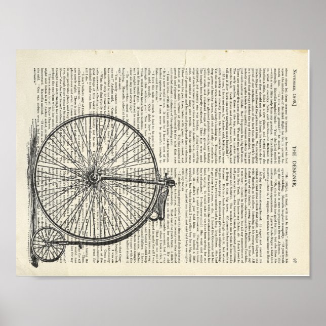 Penny Farthing Bok Page Art Poster (Framsidan)