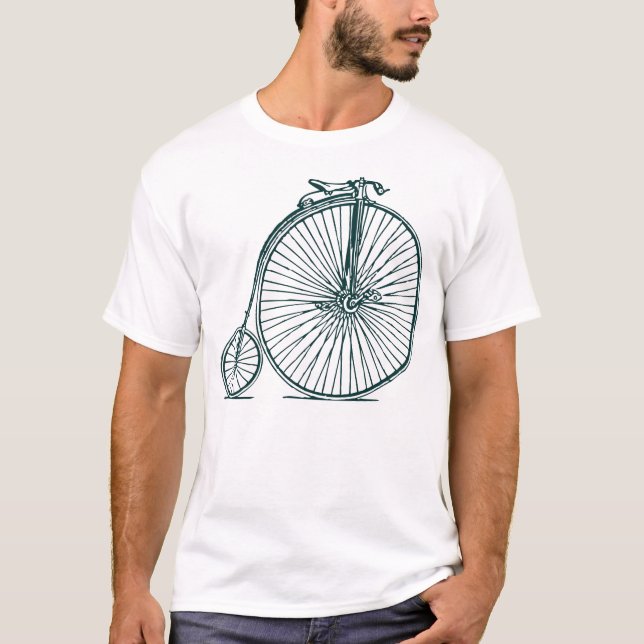 Penny Farthing - Mörk grönt Tee Shirt (Framsida)