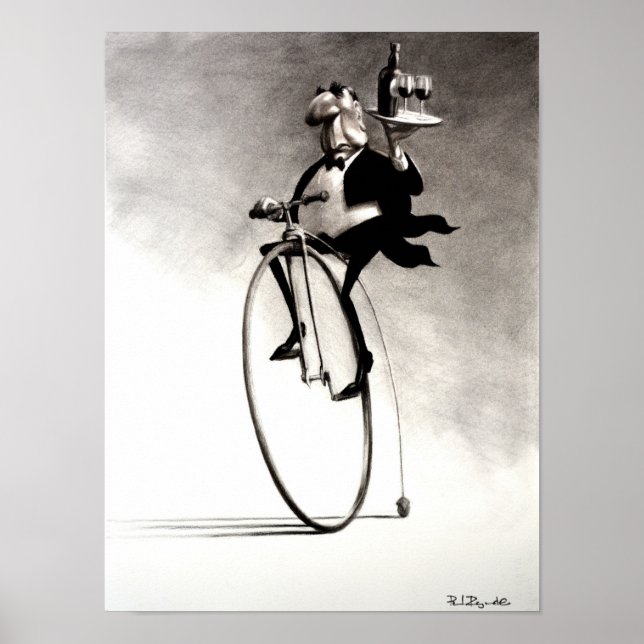 Penny-Farthing-Servitör Poster (Framsidan)