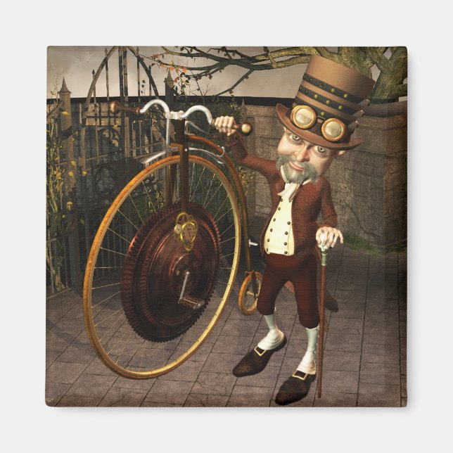 Penny Farthing Steampunk Magnet (Framsidan)