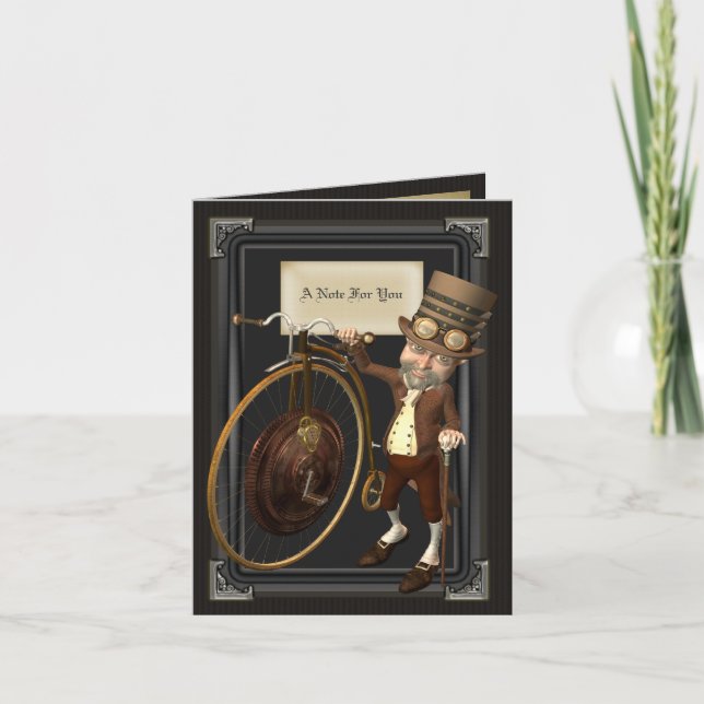 Penny Farthing Steampunk Notecards Kort (Framsida)