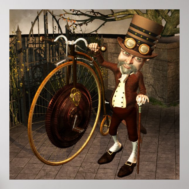 Penny Farthing Steampunk Skriv ut Poster (Framsidan)