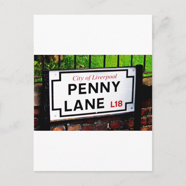 Penny lane Liverpool England-tecken Vykort (Framsida)