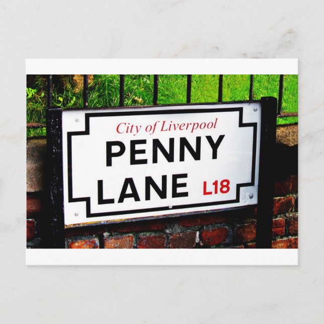 Penny lane Liverpool England-tecken Vykort (Framsida)