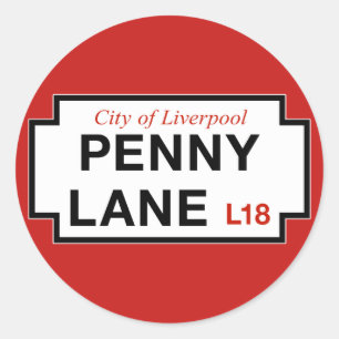 Penny Lane, Street Sign, Liverpool, Förenade kunga Runt Klistermärke