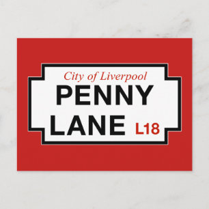 Penny Lane, Street Sign, Liverpool, Förenade kunga Vykort