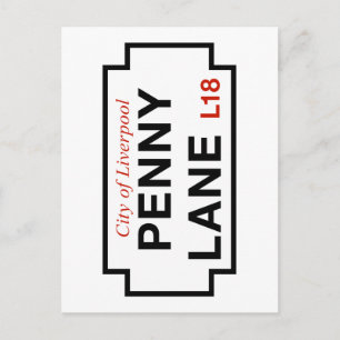 Penny Lane, Street Sign, Liverpool, Förenade kunga Vykort