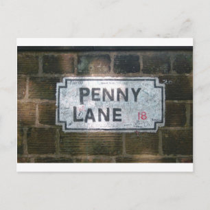 Penny Lane Street Sign, Liverpool UK Vykort