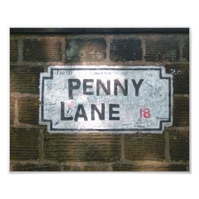 Penny Lane Street-tecken Fototryck (Framsidan)