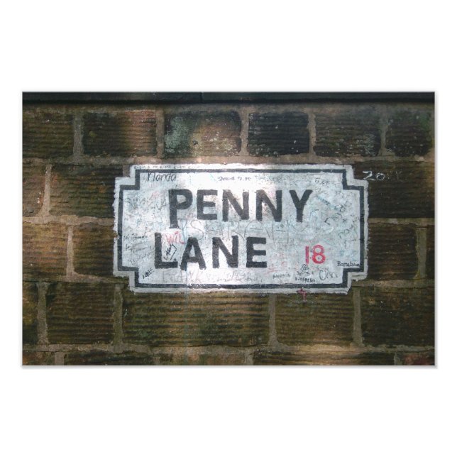 Penny Lane Street-tecken Fototryck (Framsidan)