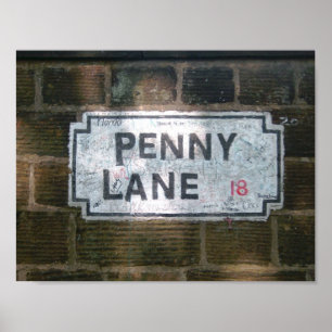 Penny Lane Street-tecken Poster