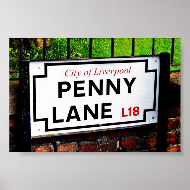 Penny Lane-tecken,City of Liverpool, England, Post Poster (Framsidan)