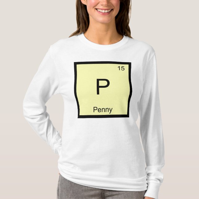 Penny Namn Kemiskt Element Periodiska Systemet Tee (Framsida)