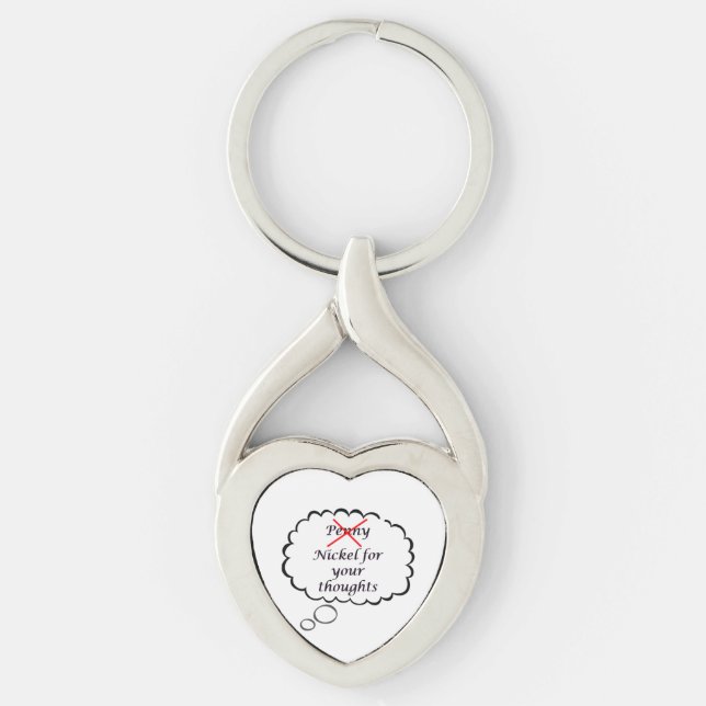 Penny/Nickel Thought Keychain Twisted Heart Silverfärgad Nyckelring (Framsidan)