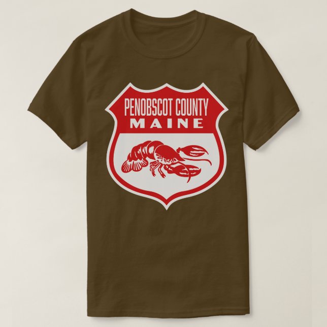 Penobscot County Maine Retro Shield Red T Shirt (Design framsida)