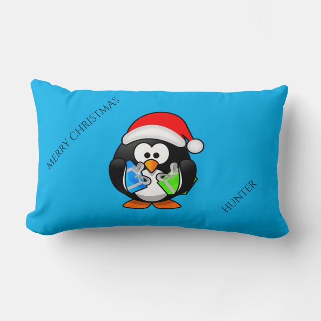 Penquin personlig christmas dekorativ kudde. lumbarkudde (Framsida)