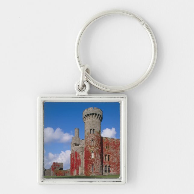 Penrhyn Castle, Gwynedd, Wales 3 Fyrkantig Silverfärgad Nyckelring (Framsidan)