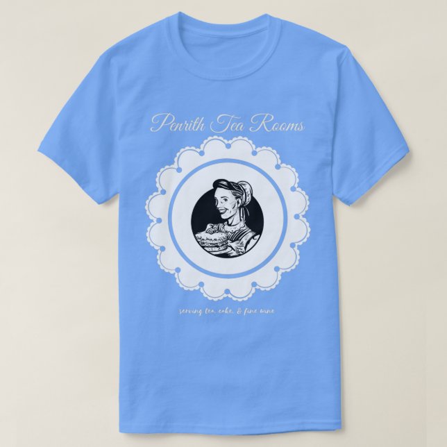 Penrith Tea Rooms Tea och Cake och Bra Vin Engli T Shirt (Design framsida)