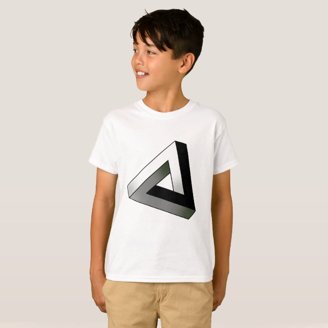 Penrose-triangel, optisk illusion t shirt (Hel framsida)