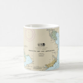 Pensacola Bay och närmar sig Nautical Chart 11382 Kaffemugg