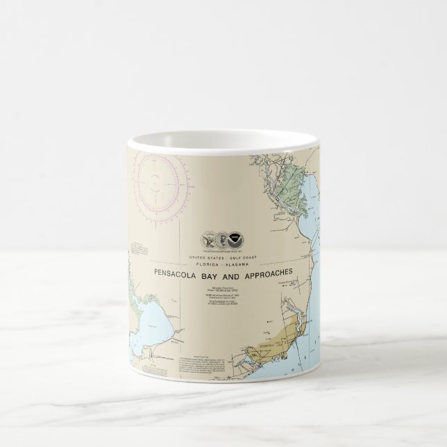 Pensacola Bay och närmar sig Nautical Chart 11382 Kaffemugg (Center)