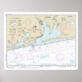Pensacola Bay och närmar sig Nautical Chart 11382 Poster