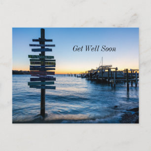 Pensacola Bay Sign Sunset Dock Snart Frisk Kort