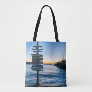 Pensacola Bay-skylt Solnedgång av Dock Tote-bag Tygkasse