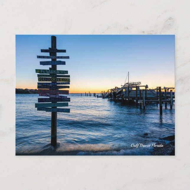 Pensacola Bay-skylt Solnedgång av Dock-vykort Vykort (Framsida)