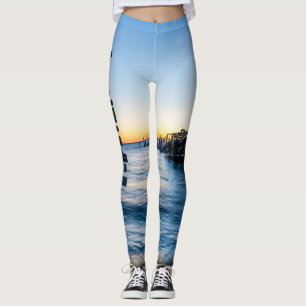 Pensacola Bay-skylt solnedgång vid Dock Leging Leggings